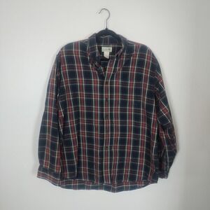 L.L.‎ Bean 100% Cotton Mens Plaid Long Sleeve Button Up Large Casual Outdoors